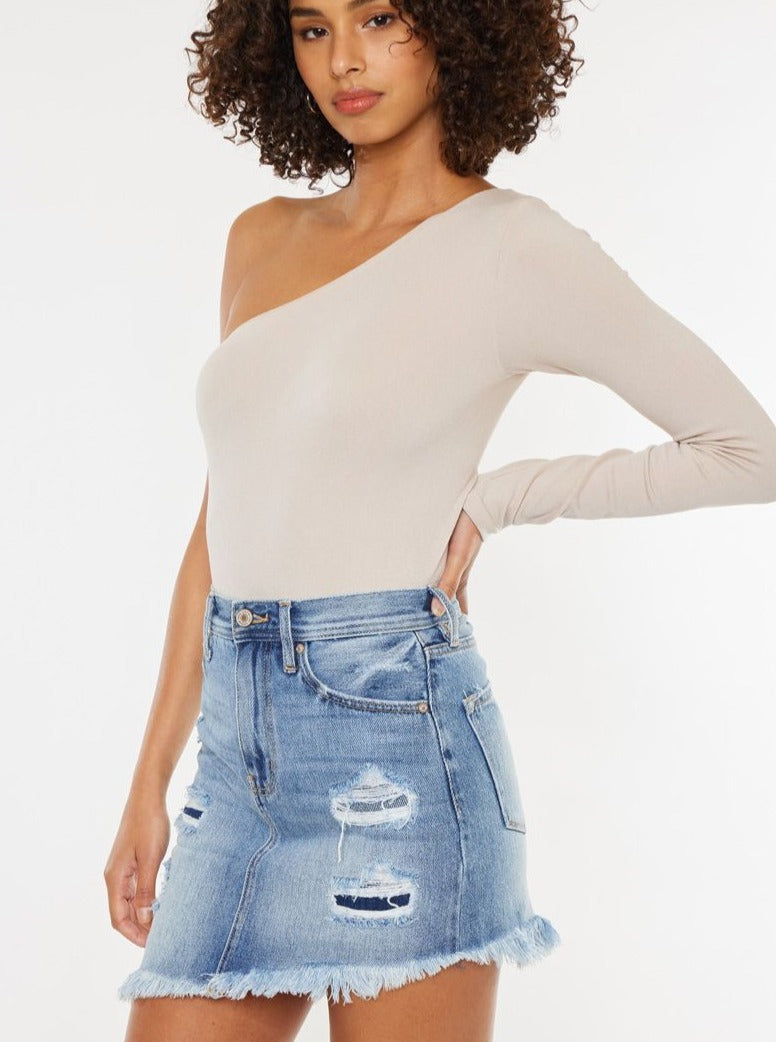 Kancan Distressed Denim Skirt