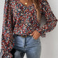 V-Neck Printed Long Sleeve Blouse
