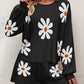 Floral Print Raglan Sleeve Knit Top and Tie Front Sweater Shorts Set
