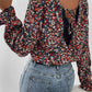 V-Neck Printed Long Sleeve Blouse