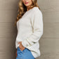 Zenana Cozy Season High Low Waffle Sweater Pullover in Ivory