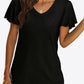V-Neck Flutter Sleeve Tee Shirt