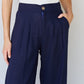 And The Why In The Mix Full Size Pleated Detail Linen Pants in Dark Navy