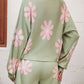 Floral Print Raglan Sleeve Knit Top and Tie Front Sweater Shorts Set