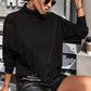 Turtle Neck Tassel Front Long Sleeve Pullover Sweater