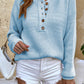 Round Neck Ribbed Button-Down Sweater