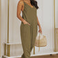 Spaghetti Strap Deep V Jumpsuit with Pockets