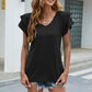 V-Neck Flutter Sleeve T-Shirt