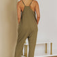 Spaghetti Strap Deep V Jumpsuit with Pockets
