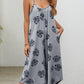 Botanical Print Spaghetti Strap Scoop Neck Jumpsuit