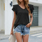 V-Neck Flutter Sleeve T-Shirt