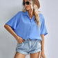 Button Front Dolman Sleeve Shirt