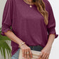Smocked Flounce Sleeve Round Neck T-Shirt