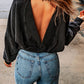 Double Take Round Neck Open Back Sweatshirt