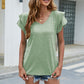 V-Neck Flutter Sleeve T-Shirt