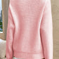Round Neck Ribbed Button-Down Sweater