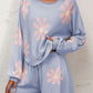 Floral Print Raglan Sleeve Knit Top and Tie Front Sweater Shorts Set