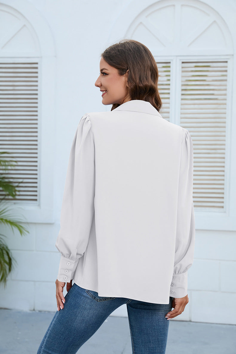 Puff Sleeve Collared Neck Shirt