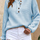 Round Neck Ribbed Button-Down Sweater