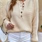 Round Neck Ribbed Button-Down Sweater