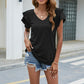 V-Neck Flutter Sleeve T-Shirt