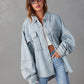 Dropped Shoulder Raw Hem Jacket
