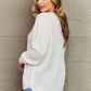 Zenana Cozy Season High Low Waffle Sweater Pullover in Ivory