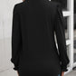 Ruched Notched Neck Puff Sleeve Smocked Wrist Blouse