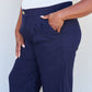 And The Why In The Mix Full Size Pleated Detail Linen Pants in Dark Navy