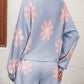 Floral Print Raglan Sleeve Knit Top and Tie Front Sweater Shorts Set
