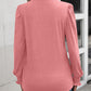 Ruched Notched Neck Puff Sleeve Smocked Wrist Blouse