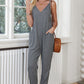 Spaghetti Strap Deep V Jumpsuit with Pockets