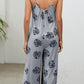 Botanical Print Spaghetti Strap Scoop Neck Jumpsuit