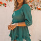 Smocked Three-Quarter Sleeve Peplum Blouse