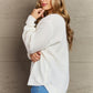 Zenana Cozy Season High Low Waffle Sweater Pullover in Ivory