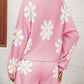 Floral Print Raglan Sleeve Knit Top and Tie Front Sweater Shorts Set