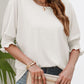 Smocked Flounce Sleeve Round Neck T-Shirt
