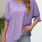 Smocked Flounce Sleeve Round Neck T-Shirt
