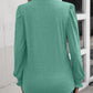 Ruched Notched Neck Puff Sleeve Smocked Wrist Blouse