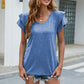 V-Neck Flutter Sleeve T-Shirt