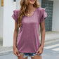 V-Neck Flutter Sleeve T-Shirt